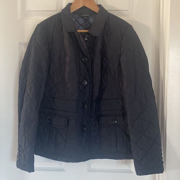 Lands’ End Women’s Navy Blue Quilted Jacket Size S (6-8) - Picture 1 of 10